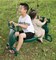 Outdoor Swingset Plastic Double Glider Playground Patio 2 Person Kids Fun Swing, Green